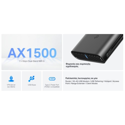 TP-Link TP-LINK Travel Router TL-WR1502X, AX1500 Wi-Fi 6, Dual Band