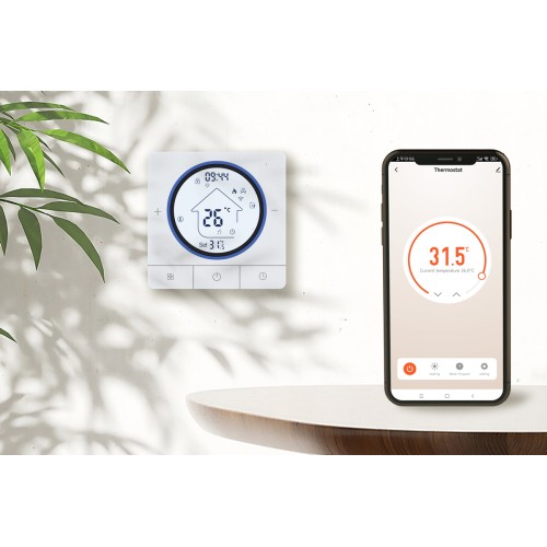 UNBRANDED Smart θερμοστάτης αερίου BHT-800WM-GCLW, WiFi, επιτοίχιος, λευκός