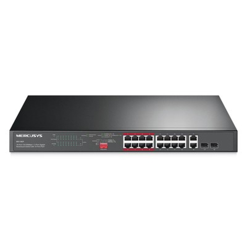 MERCUSYS MERCUSYS rackmount switch MS118CP, 16x 10/100Mbps PoE+ & 2x Gigabit θύρες, UN/1.0
