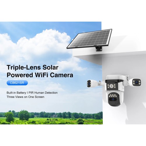 VSTARCAM VSTARCAM smart ηλιακή κάμερα CB621SR, triple lens, 2MP, WiFi, SD, PTZ, IP66