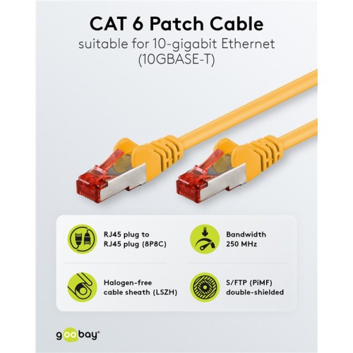 GOOBAY GOOBAY καλώδιο δικτύου 68299, CAT 6 S/FTP, copper, 250MHz, 0.50m, κίτρινο