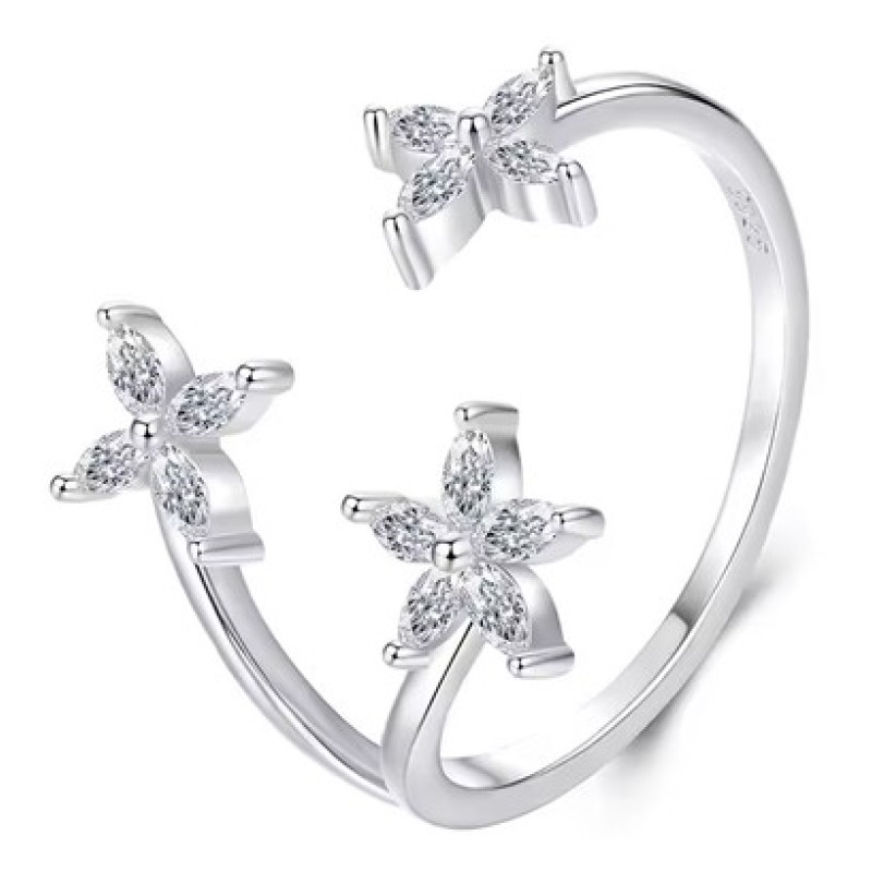 BAMOER BAMOER δαχτυλίδι BSR710-E με κυβική ζιρκόνια, ανοιγόμενο, ασήμι 925, ασημί