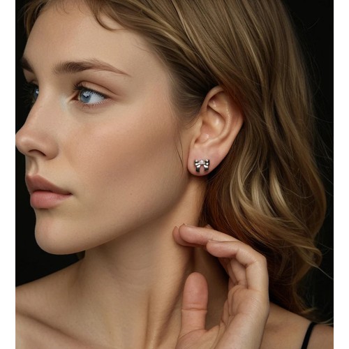 BAMOER BAMOER σκουλαρίκια καρφωτά MSE085 με μοϊσσανίτη, ασήμι 925, ασήμι