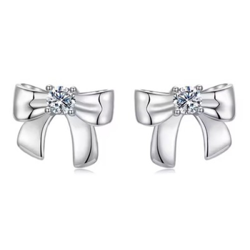 BAMOER BAMOER σκουλαρίκια καρφωτά MSE085 με μοϊσσανίτη, ασήμι 925, ασήμι