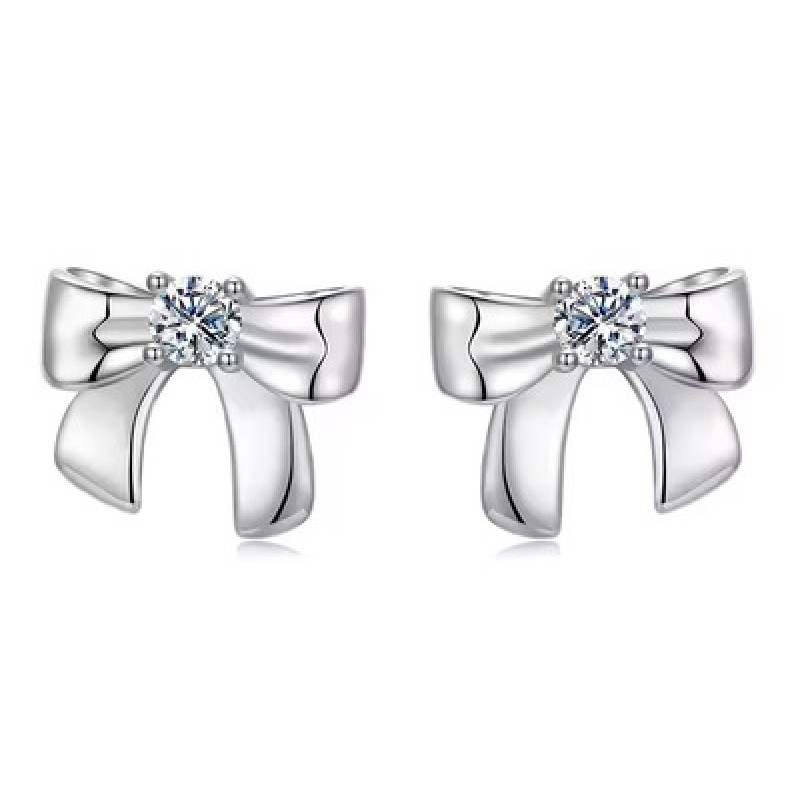 BAMOER BAMOER σκουλαρίκια καρφωτά MSE085 με μοϊσσανίτη, ασήμι 925, ασήμι