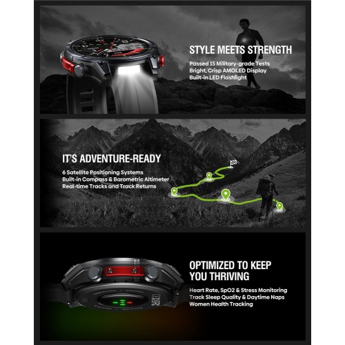 ZEBLAZE ZEBLAZE smartwatch Stratos 4 με φακό, heart rate, 1.43