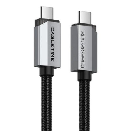 CABLETIME CABLETIME καλώδιο USB-C CT-USB4V2, USB4, 240W, 80Gbps, 8K/60Hz, 1m, μαύρο