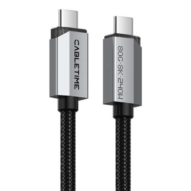 CABLETIME CABLETIME καλώδιο USB-C CT-USB4V2, USB4, 240W, 80Gbps, 8K/60Hz, 1m, μαύρο