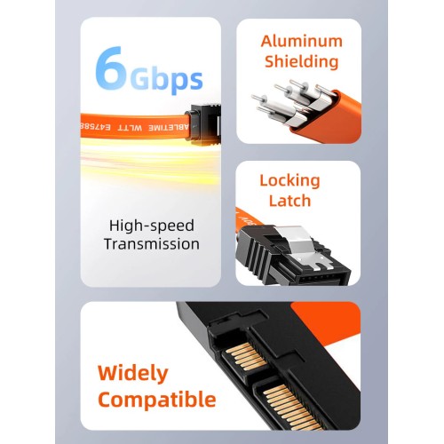 CABLETIME CABLETIME καλώδιο SATA III CT-SATA3R, γωνιακό, 6Gbps, 0.50m, πορτοκαλί
