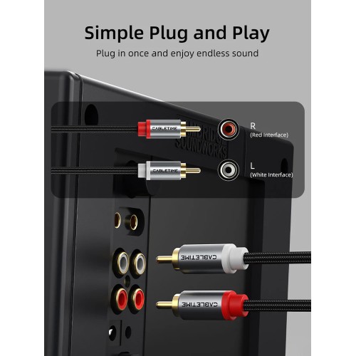 CABLETIME CABLETIME καλώδιο ήχου 2x RCA σε 2x RCA CT-RCA, 1m, μαύρο