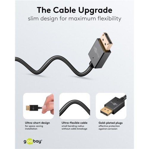 GOOBAY GOOBAY καλώδιο DisplayPort 77443, 8K/120Hz, 40 Gbps, 2m, μαύρο
