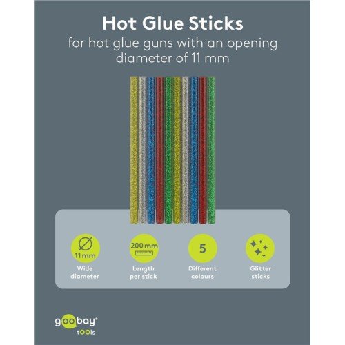 GOOBAY GOOBAY ράβδοι σιλικόνης 77855, Φ11mm x 200mm, glitter διάφορα χρώματα, 10τμχ