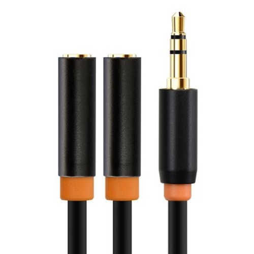 CABLETIME CABLETIME καλώδιο ήχου 3.5mm σε 2x 3.5mm CT-AV309-P12G, 20cm, μαύρο