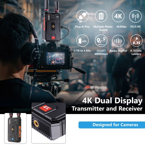 VRRIIS VRRIIS HDMI σύστημα ασύρματης μετάδοσης βίντεο WL097 Pro, 4K, 2.4/5GHz, έως 400m