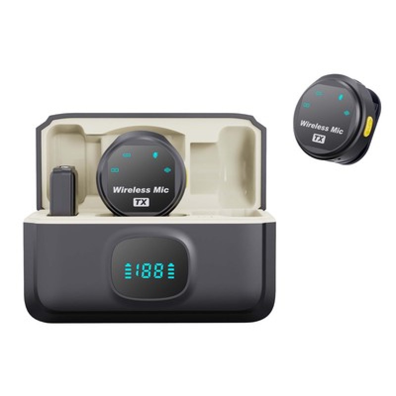 UPTECH UPTECH ασύρματα μικρόφωνα UPWS-08 με θήκη φόρτισης, USB-C, 2.4GHz, μαύρο
