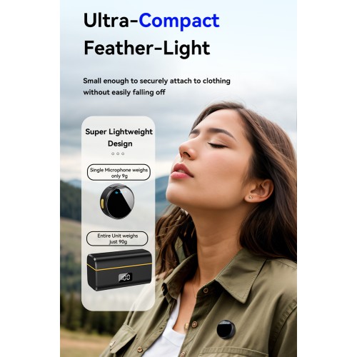 UPTECH UPTECH ασύρματα μικρόφωνα UPW-M9MAX με θήκη φόρτισης, USB-C, 2.4GHz, μαύρο