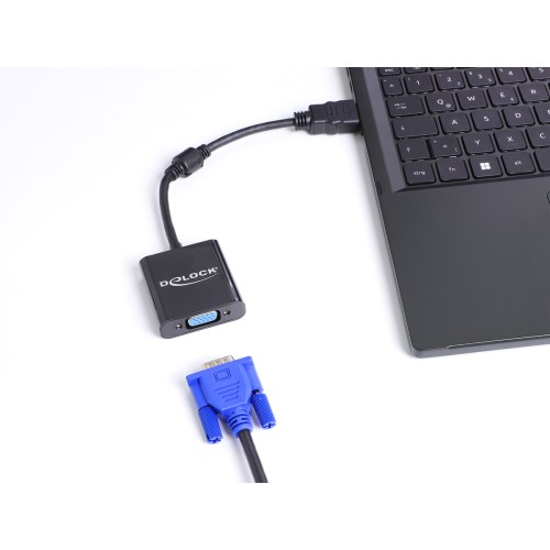 DELOCK DELOCK αντάπτορας HDMI σε VGA 61077, 1080p, μαύρος