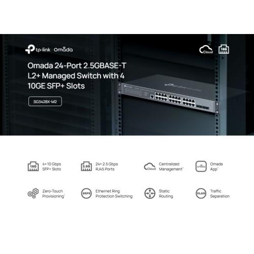 TP-Link TP-LINK L2+ managed switch SG3428X-M2, 24x 2.5Gbps θύρες, V1.20