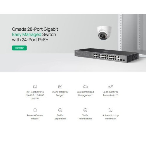 TP-Link TP-LINK easy managed switch ES228GP, 28x Gigabit θύρες, PoE+, V1.0