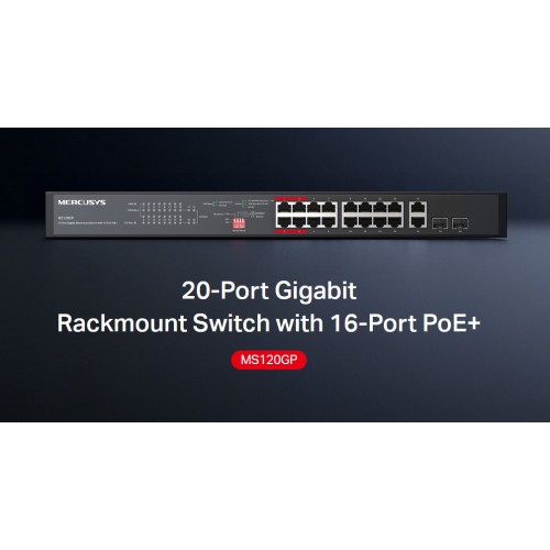 MERCUSYS MERCUSYS rackmount switch MS120GP, 20x Gigabit θύρες, PoE+, V1.0