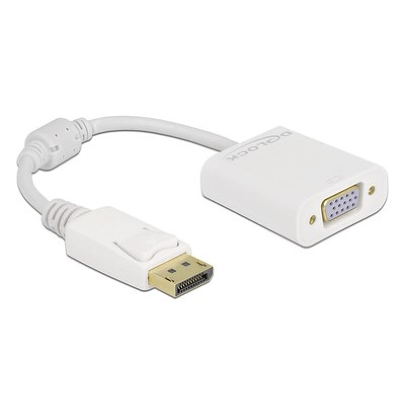 DELOCK DELOCK αντάπτορας DisplayPort σε VGA 61007, Full HD, passive, λευκός