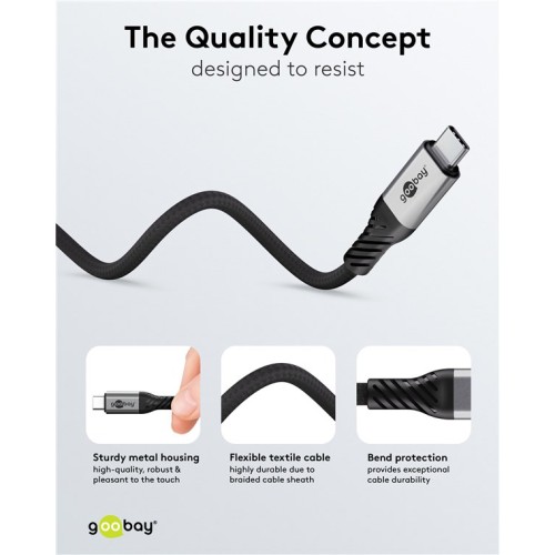 GOOBAY GOOBAY καλώδιο USB-C 74776, USB4, 240W, 80Gbps, 16K/60Hz, 1.5m, μαύρο