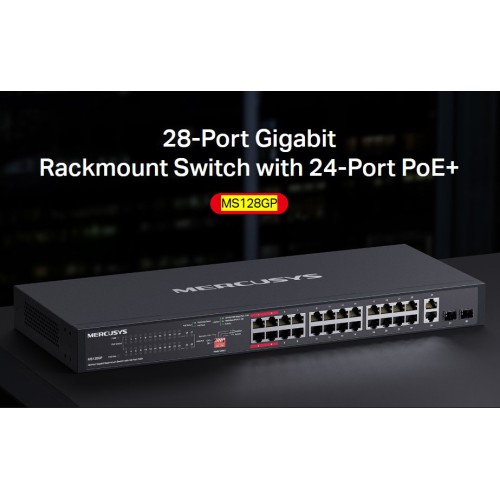 MERCUSYS MERCUSYS rackmount switch MS128GP, 28x Gigabit θύρες, PoE+, V1.0