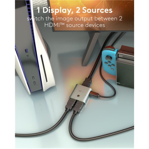 GOOBAY GOOBAY HDMI switch 77791, 2 σε 1, 8K/60Hz, γκρι