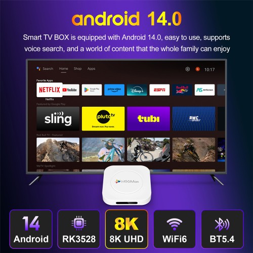 H96 MAX H96 MAX TV Box M1 Plus, 8K, 4/32GB, WiFi 6, Bluetooth, Android 14