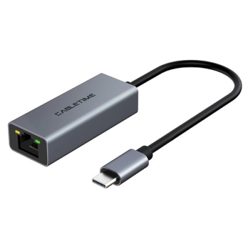 CABLETIME CABLETIME αντάπτορας δικτύου CT-CML100, USB-C, 100Mbps Ethernet, γκρι