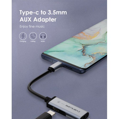 CABLETIME CABLETIME αντάπτορας USB-C σε USB-C & 3.5mm CT-CMACD, γκρι