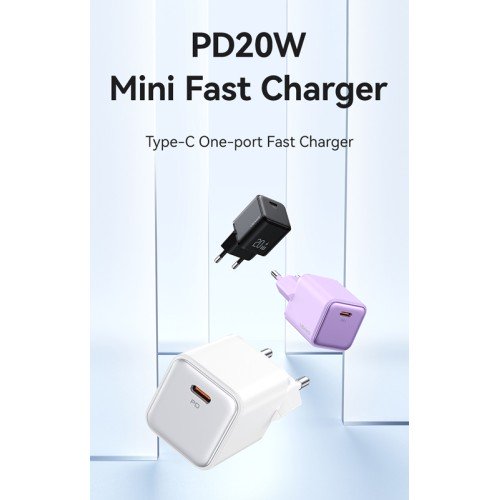 USAMS USAMS φορτιστής τοίχου US-CC183, USB-C θύρα εξόδου, 20W PD, μωβ