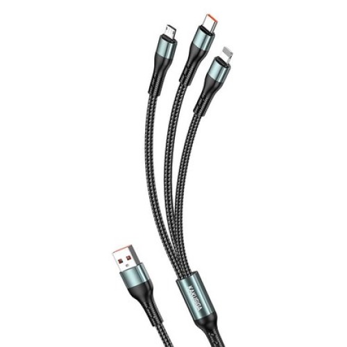 KAKUSIGA KAKUSIGA καλώδιο USB σε USB-C/Lightning/Micro USB KSC-1026, 5A, 480Mbps, 1.2m, μαύρο
