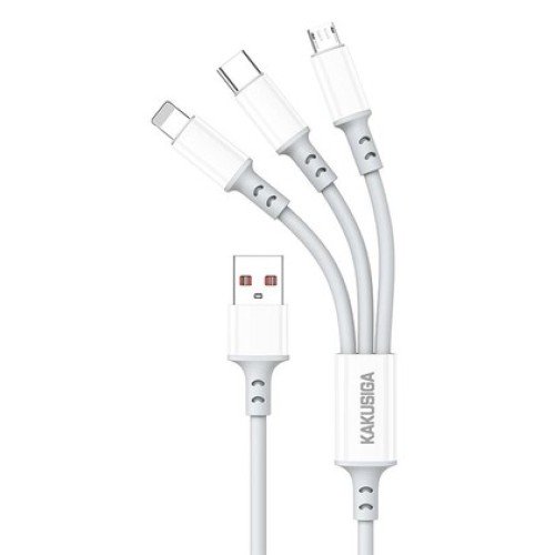 KAKUSIGA KAKUSIGA καλώδιο USB σε USB-C/Lightning/Micro USB KSC-1025, 5A, 480Mbps, 1.2m, λευκό