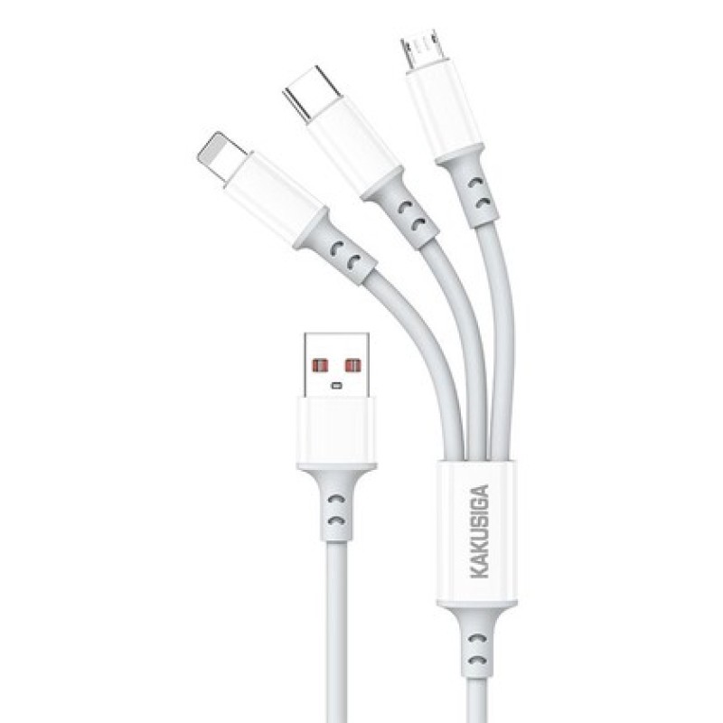 KAKUSIGA KAKUSIGA καλώδιο USB σε USB-C/Lightning/Micro USB KSC-1025, 5A, 480Mbps, 1.2m, λευκό
