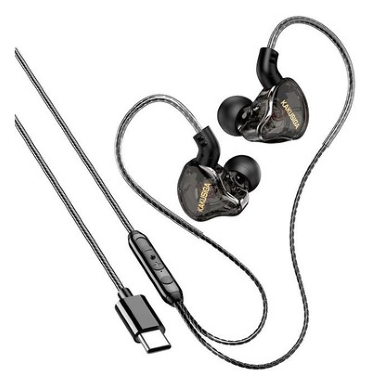 KAKUSIGA KAKUSIGA earphones με μικρόφωνο KSC-1300, USB-C σύνδεση, 10mm, 1.2m, μαύρα
