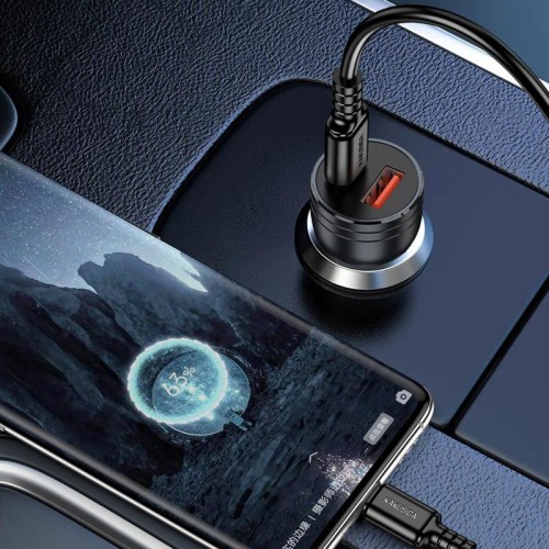 KAKUSIGA KAKUSIGA φορτιστής αυτοκινήτου KSC-1714 με καλώδιο USB-C, USB/USB-C, 60W, μαύρος