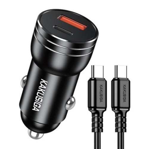 KAKUSIGA KAKUSIGA φορτιστής αυτοκινήτου KSC-1714 με καλώδιο USB-C, USB/USB-C, 60W, μαύρος