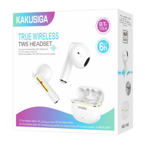 KAKUSIGA KAKUSIGA earphones με θήκη φόρτισης KSC-1482, True Wireless, 15mm, 35/300mAh, λευκά