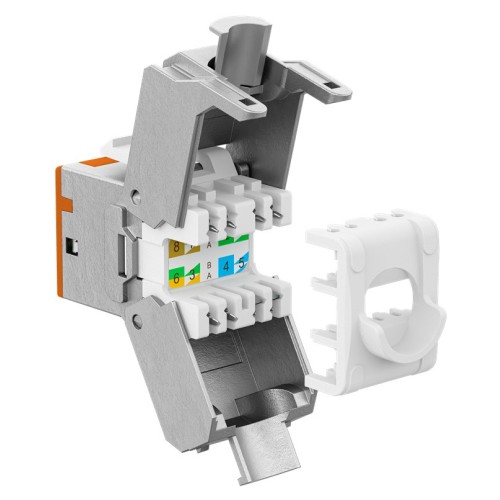 GOOBAY GOOBAY Keystone module RJ45 77947, CAT 6A STP, slim, toolfree, ασημί/πορτοκαλί