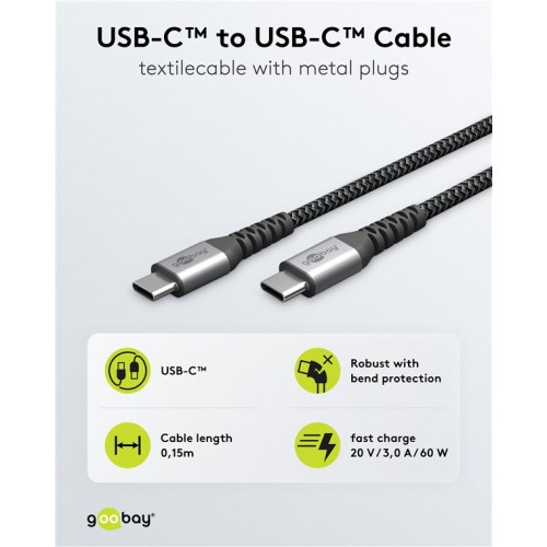 GOOBAY GOOBAY καλώδιο USB-C 49303, 60W, 480Mbps, 2m, μαύρο