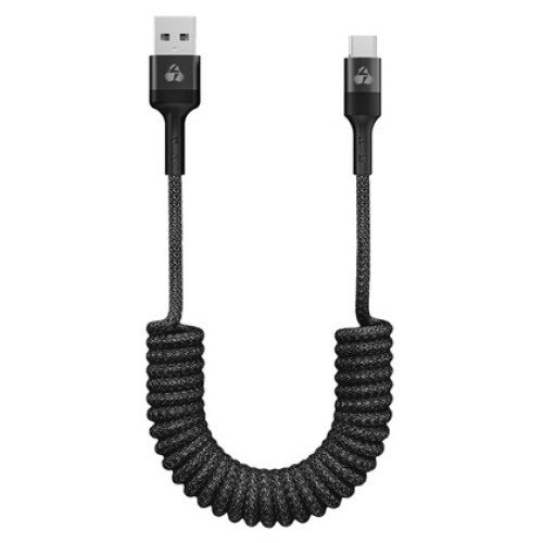 Powertech POWERTECH καλώδιο USB-C σε USB PTR-0197 με spiral καλώδιο, PD 60W, 480Mbps, 1m, μαύρο