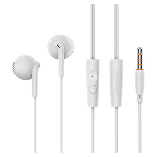 CELEBRAT CELEBRAT earphones με μικρόφωνο G34, 3.5mm σύνδεση, 14mm, 1.2m, λευκά