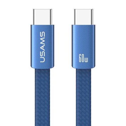 USAMS USAMS καλώδιο USB-C SJ783, 60W, 480Mbps, flat, 1.2m, μπλε