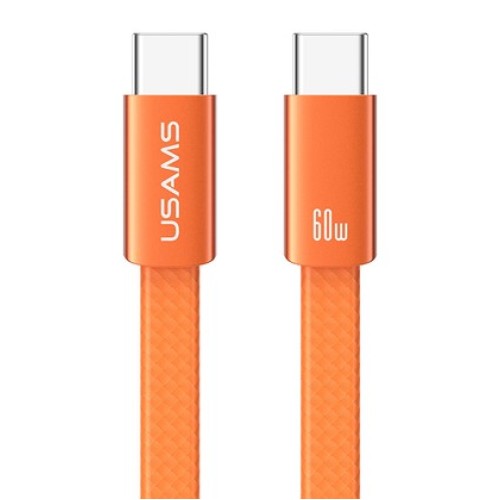 USAMS USAMS καλώδιο USB-C SJ783, 60W, 480Mbps, flat, 1.2m, πορτοκαλί