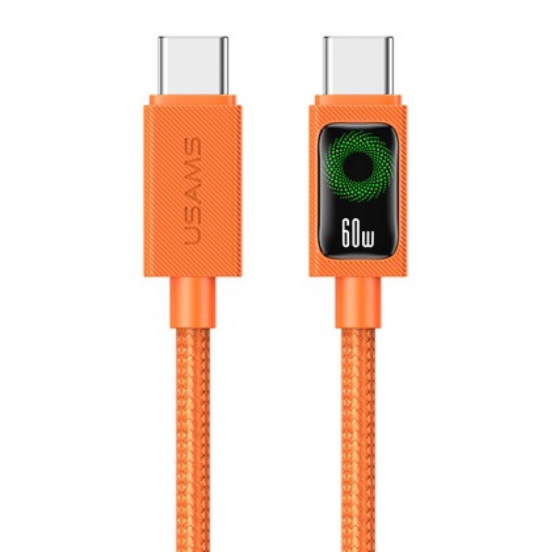 USAMS USAMS καλώδιο USB-C SJ773, 60W, 480Mbps, 1.2m, πορτοκαλί