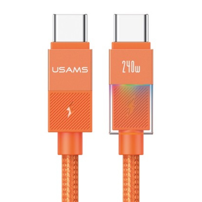USAMS USAMS καλώδιο USB-C SJ775, 240W, 480Mbps, 1.2m, πορτοκαλί