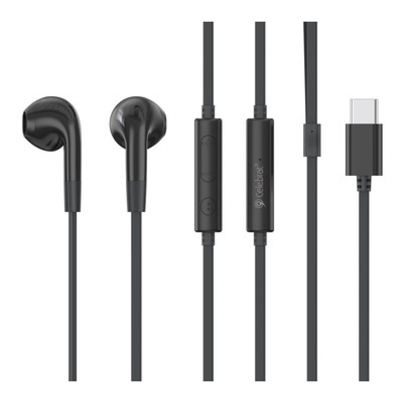 CELEBRAT CELEBRAT earphones με μικρόφωνο G39, USB-C σύνδεση, 14mm, 1.2m, μαύρα