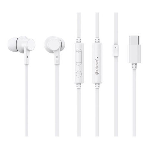 CELEBRAT CELEBRAT earphones με μικρόφωνο G40, USB-C σύνδεση, 10mm, 1.2m, λευκά