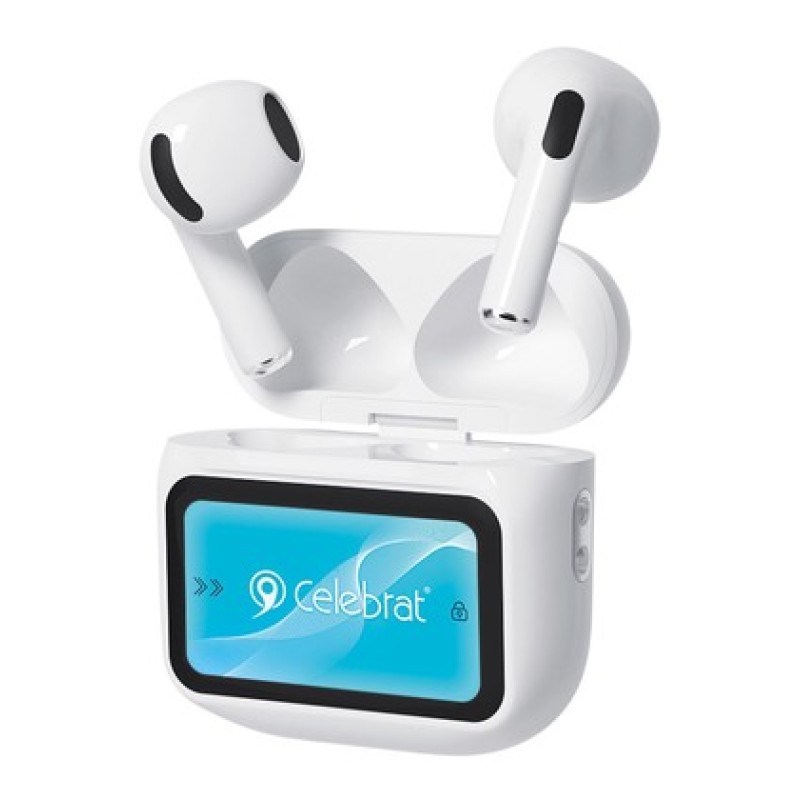 CELEBRAT CELEBRAT earphones με θήκη φόρτισης W76, True Wireless, 13mm, 25/300mAh, λευκά